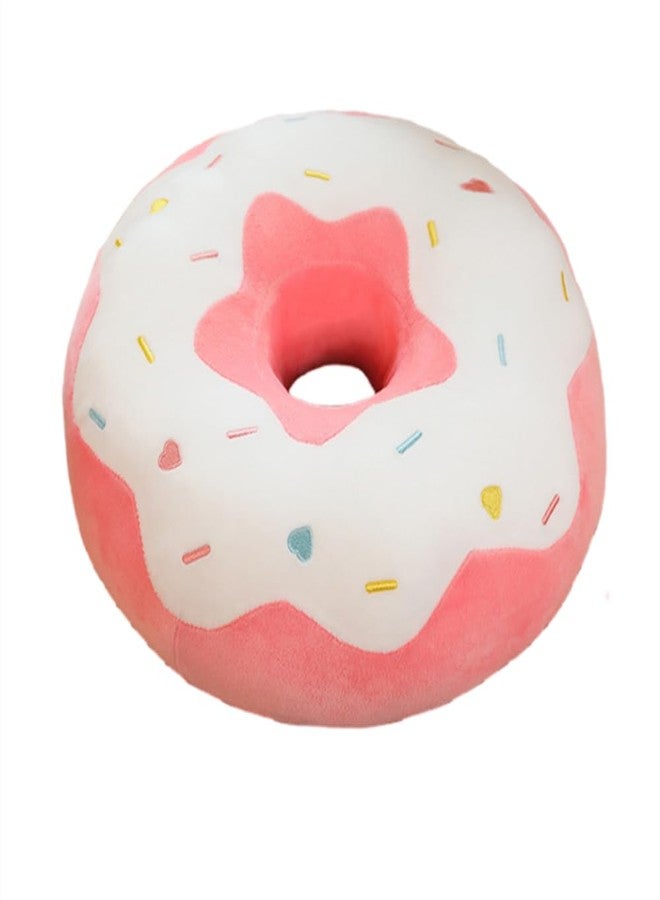 YUDONG Round Donut Pillow 15 Inches Soft Plush Funny Food Stuffed Decor Seat Pad Cushion for Couch Chair Floor Sofa (White Pink) - Image 1