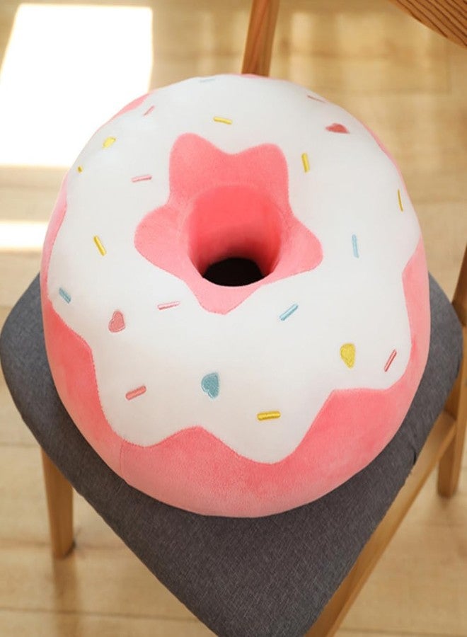 YUDONG Round Donut Pillow 15 Inches Soft Plush Funny Food Stuffed Decor Seat Pad Cushion for Couch Chair Floor Sofa (White Pink) - Image 4