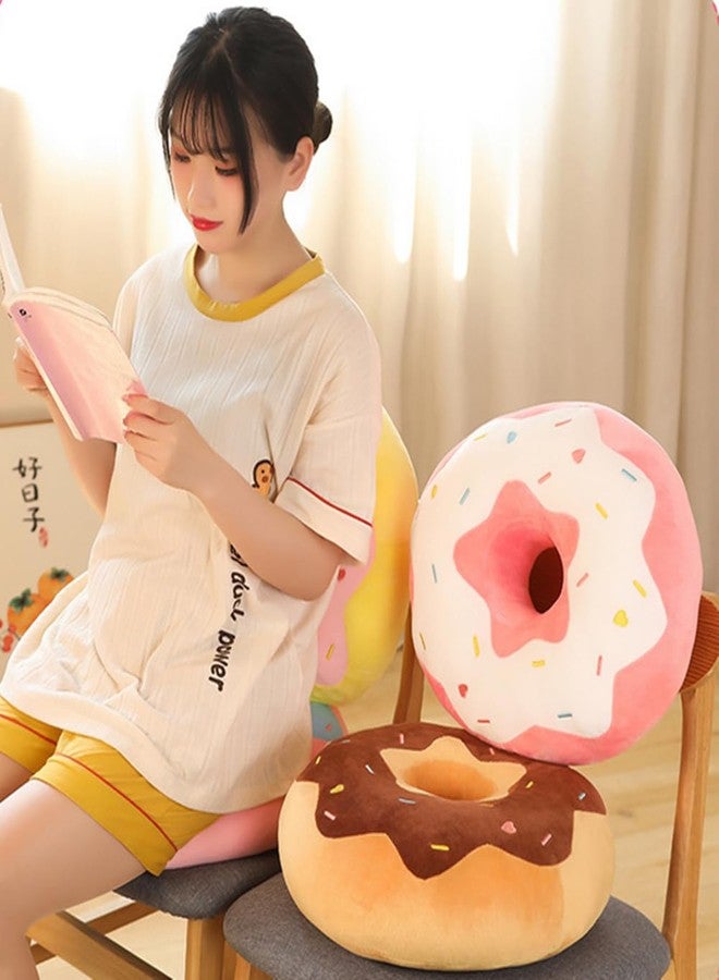 YUDONG Round Donut Pillow 15 Inches Soft Plush Funny Food Stuffed Decor Seat Pad Cushion for Couch Chair Floor Sofa (White Pink) - Image 5