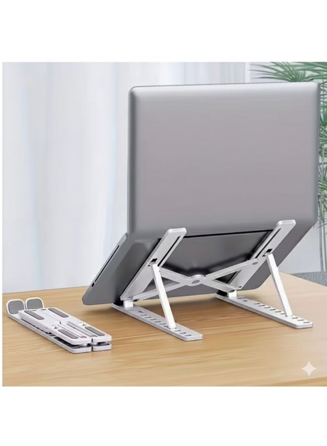 Laptop Stand Ergonomic Adjustable Metal- Foldable Portable Desk Mount with Sturdy Metal Frame for Home Office, Durable Lightweight Design for Improved Posture & Comfort, Laptop Stand for Desk - Image 1