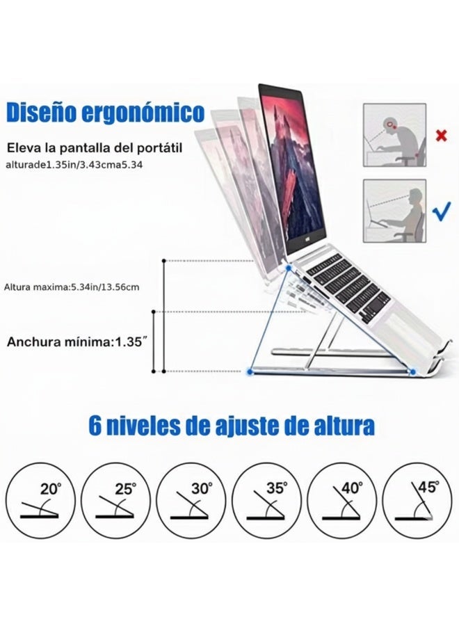 Laptop Stand Ergonomic Adjustable Metal- Foldable Portable Desk Mount with Sturdy Metal Frame for Home Office, Durable Lightweight Design for Improved Posture & Comfort, Laptop Stand for Desk - Image 2