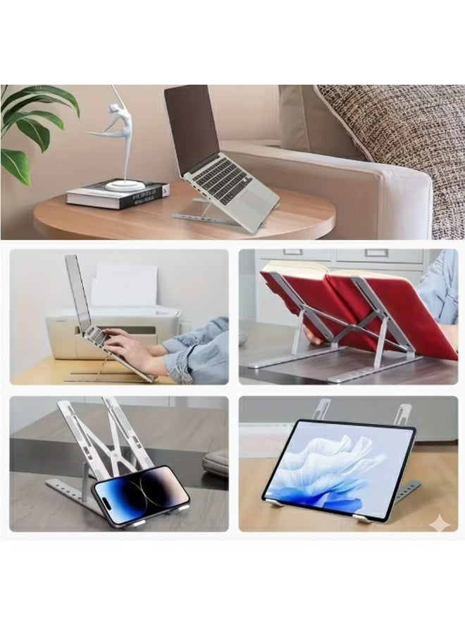 Laptop Stand Ergonomic Adjustable Metal- Foldable Portable Desk Mount with Sturdy Metal Frame for Home Office, Durable Lightweight Design for Improved Posture & Comfort, Laptop Stand for Desk - Image 3