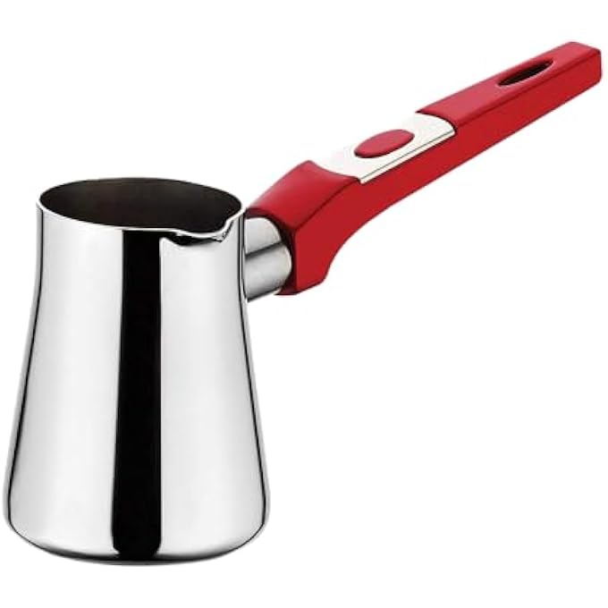 rayihni Yaprak Coffee Pot With Venus Bakalite Handle 330 Ml Capacity SilverRed - Image 1