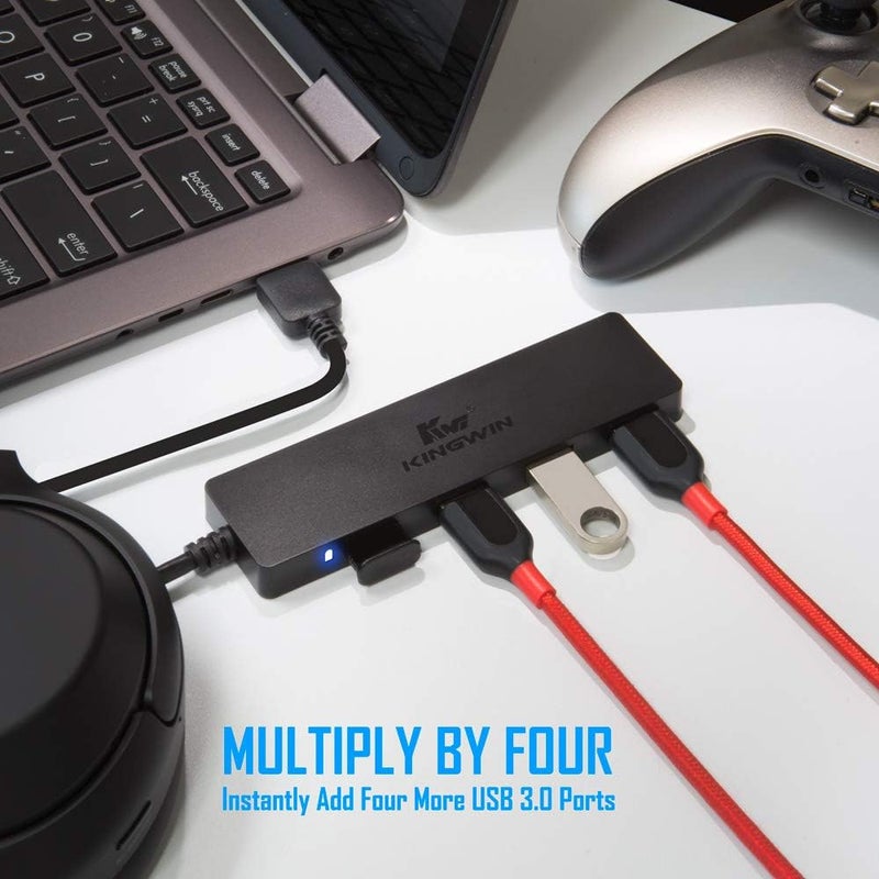KingWin USB Hub 4 Port USB 3.0 Data Hub for Mobile SSD, MacBook, Mac Pro/ Mini, iMac, Chromebook, Surface Pro, USB Flash Drives, Notebook PC, XPS, and More [Ultra Slim] - Image 2
