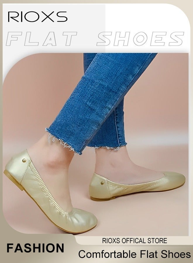 Women's Flats Shoes, Round Toe Belice Ballet Flats, Ultra Soft Comfortable Slip-ons Ballerina Flats, Walking Ballerina Shoes for Women, Lightweight Dressy Ballerina Shoes, Anti-slip Ladies Work Shoes, Business Shoes, Dance Flats, Soild Color Ballerina - Image 2