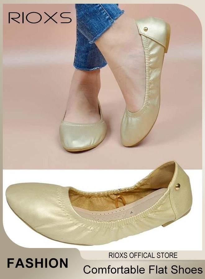 Women's Flats Shoes, Round Toe Belice Ballet Flats, Ultra Soft Comfortable Slip-ons Ballerina Flats, Walking Ballerina Shoes for Women, Lightweight Dressy Ballerina Shoes, Anti-slip Ladies Work Shoes, Business Shoes, Dance Flats, Soild Color Ballerina - Image 1