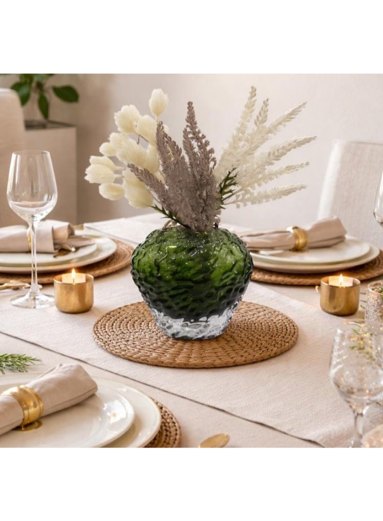 Modern Green Crystal Decorative Vase - Transparent Base - Table Decor - 20cm - Image 1