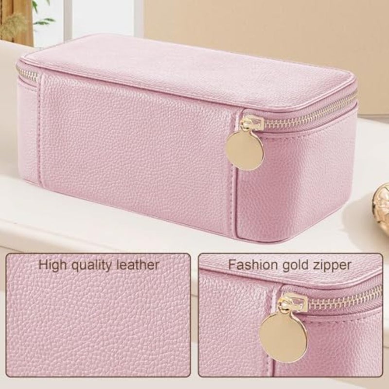 Travel Big Jewelry Case, PU Leather 12 zipper velvet bags for Women Girl, Valentine's Day Gift, Marriage, Brithday Gift - Image 2