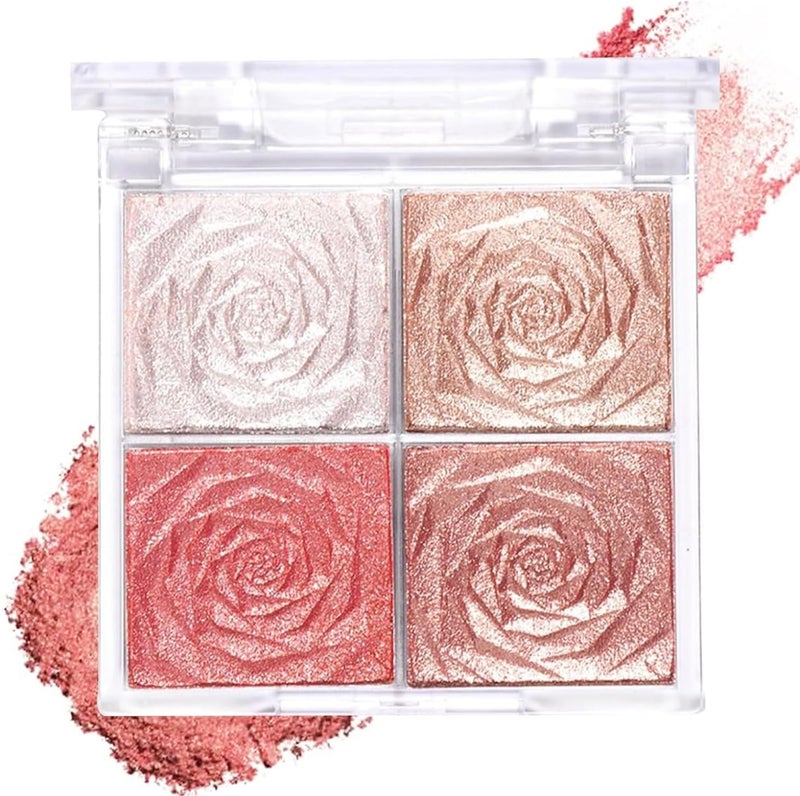 Ashritha Blusher Palette Powder – 4 Colors Matte & Shimmer Blush Highlighter & Long-Wearing Water-Proof, Portable Compact Design (Multicolor) - Image 1