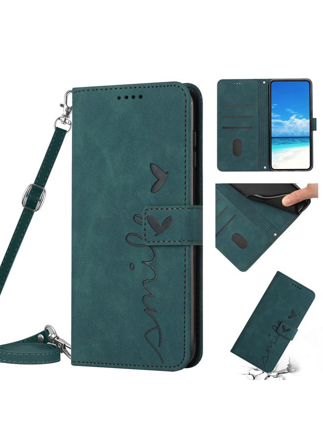 S-TOP Case For Samsung Galaxy S23 Ultra 5G Skin Feel Heart Pattern Leather Phone Case With Lanyard - Image 1