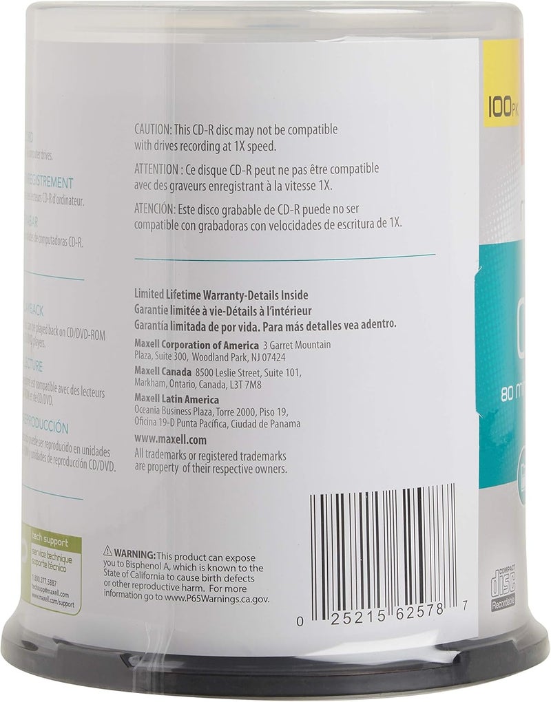 Maxell Maxell CdR Discs 700 Mb80 Min 48x Spindle Silver 100pack - Image 4