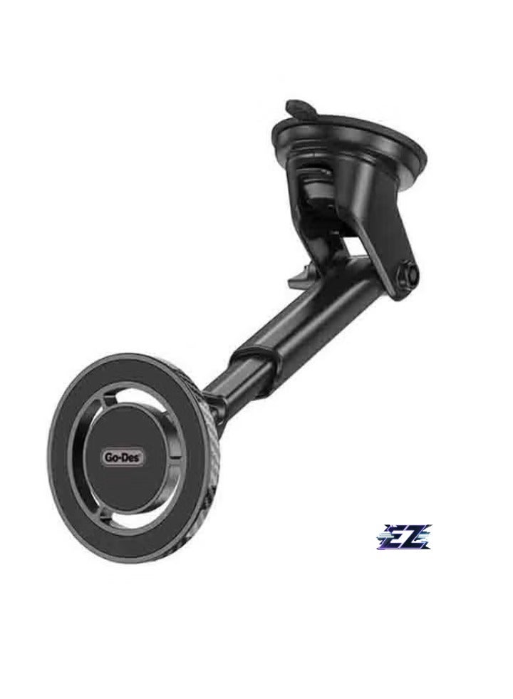ELTRAZONE Magnetic Car Phone Holder – Telescopic Design with 360° Rotatable Suction Cup (Black) - Image 1