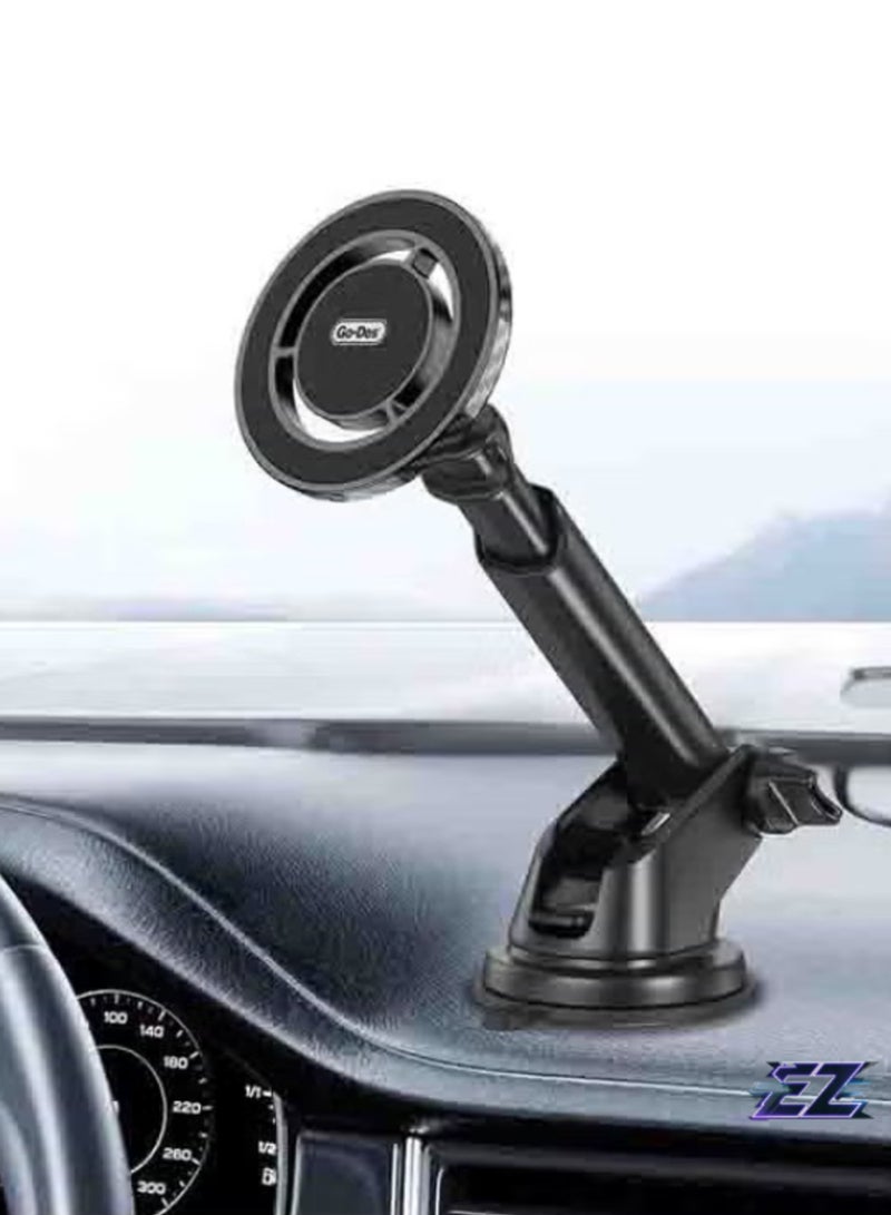 ELTRAZONE Magnetic Car Phone Holder – Telescopic Design with 360° Rotatable Suction Cup (Black) - Image 2