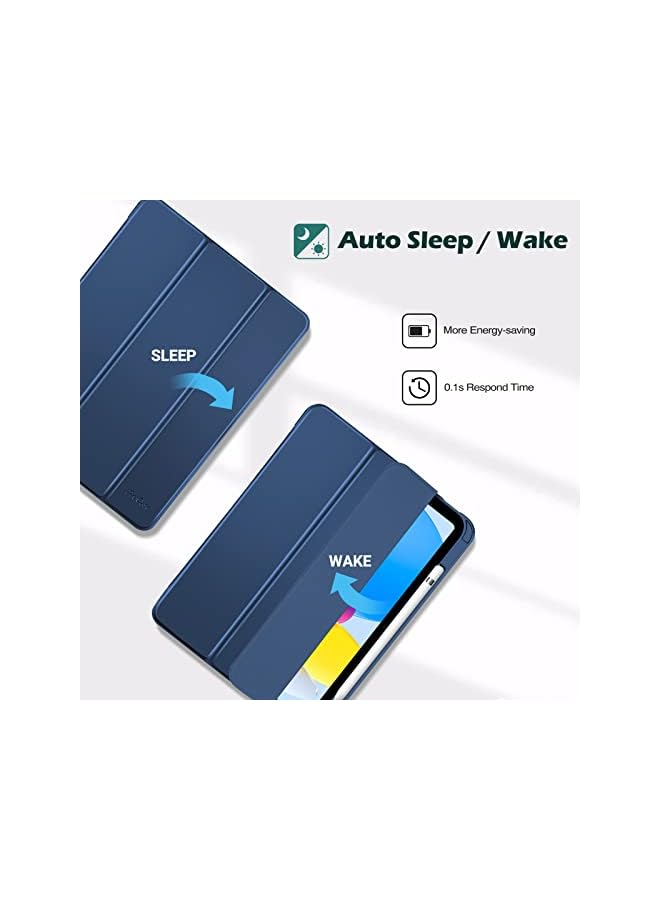 Procases for iPad 10th Gen Case with Pencil Holder 2022 iPad 10.9 Inch Case, Clear Transparent Back Shell Trifold Protective Cases Shockproof Cover for 2022 iPad 10th Gen A2696 A2757 A2777 -Navy - Image 5