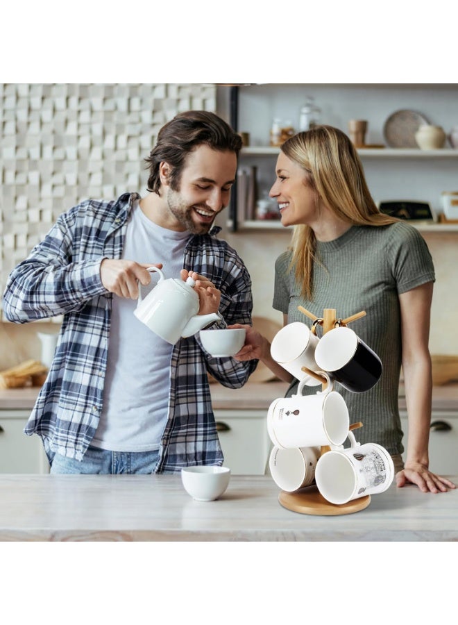 حامل اكواب من الخيزران بتصميم شجرة ، مكون من 6 خطافات، حوامل اكواب قهوة مزخرفة للمنضدة، غير قابلة للانزلاق - Image 2