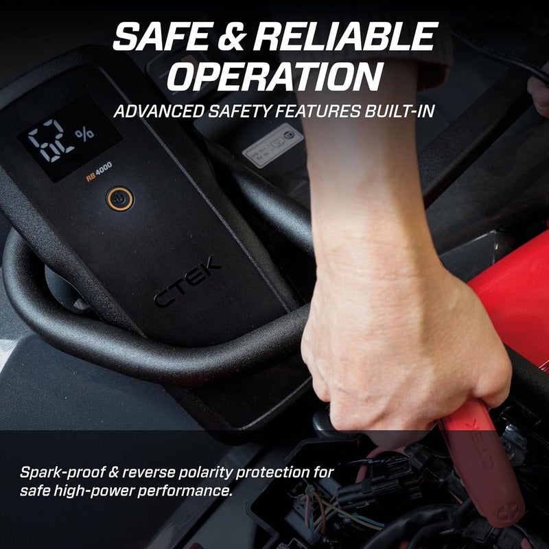 CTEK RB 4000 Portable Jump Starter Booster - 4000A Peak Current for 12V Diesel and Petrol Vehicles - Image 4