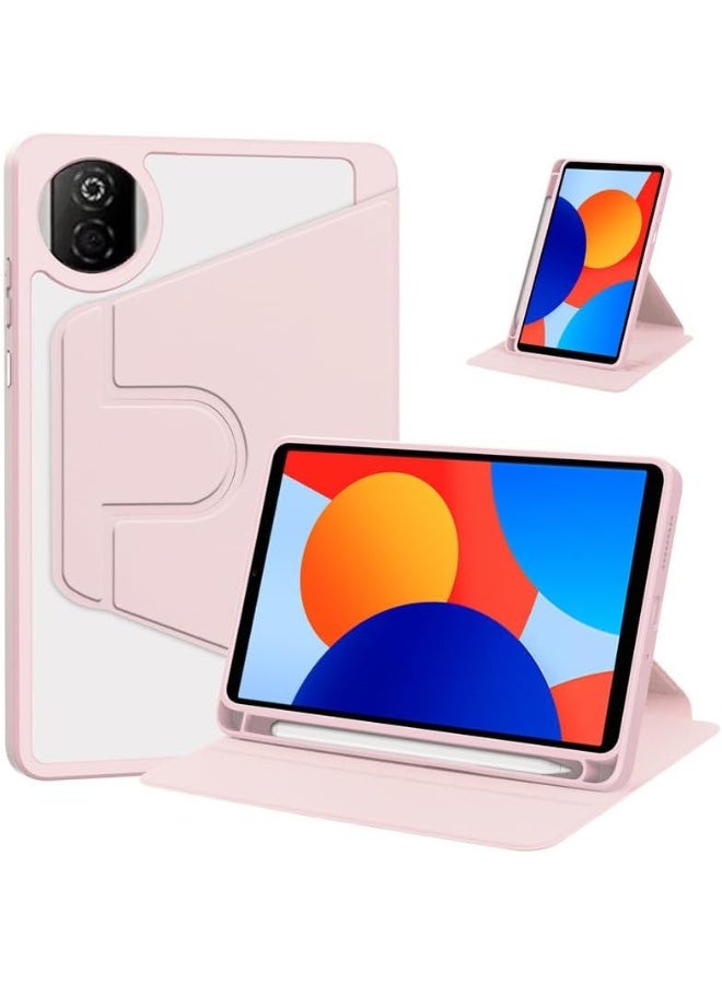 حافظة متوافقة مع Honor Pad X7 مقاس 8.7 بوصة 2025 مع حامل قلم، قاعدة دوارة 360 درجة، غلاف ذكي قابل للطي لجهاز Honor Pad X7 مقاس 8.7 بوصة (وردي) - Image 1