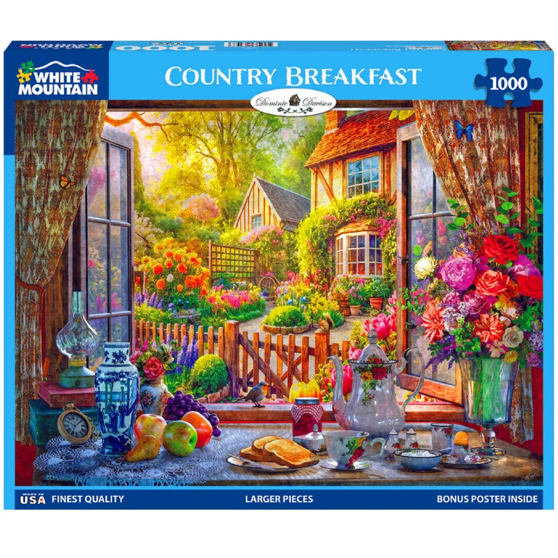 White Mountain 1000 Piece Jigsaw Puzzle Scenic Spring Flower Puzzles with Large Pieces Gift for Adults and Family 24"x30" - Country Breakfast - Image 1