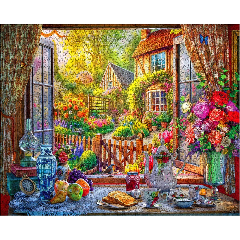 White Mountain 1000 Piece Jigsaw Puzzle Scenic Spring Flower Puzzles with Large Pieces Gift for Adults and Family 24"x30" - Country Breakfast - Image 3