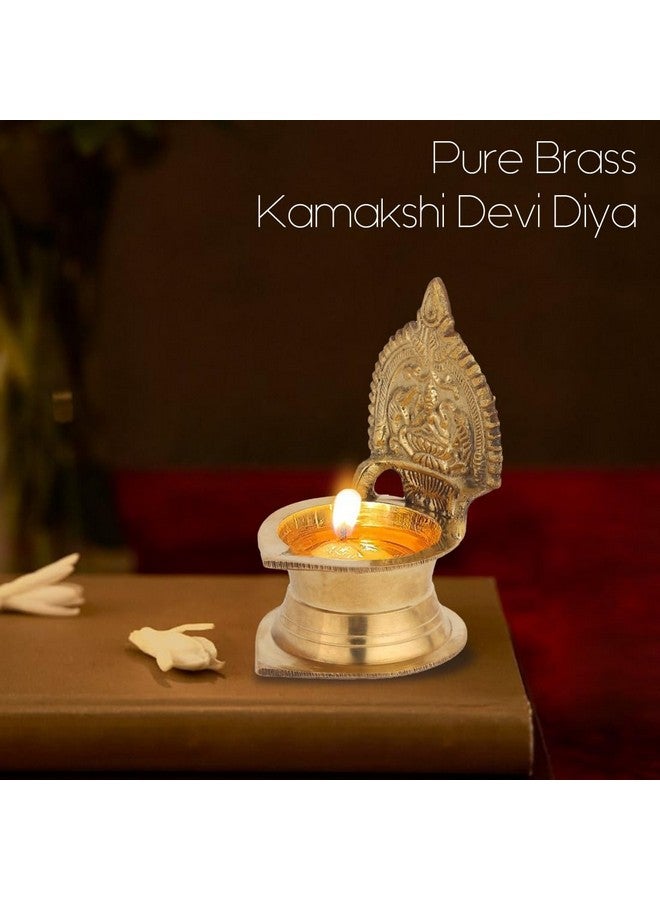 Torppeza Kamakshi Devi Brass Oil Deepam/Diya for Pooja|Mandir| Diwali Festival Decoration Brass Table Diya (09cm) - Image 3