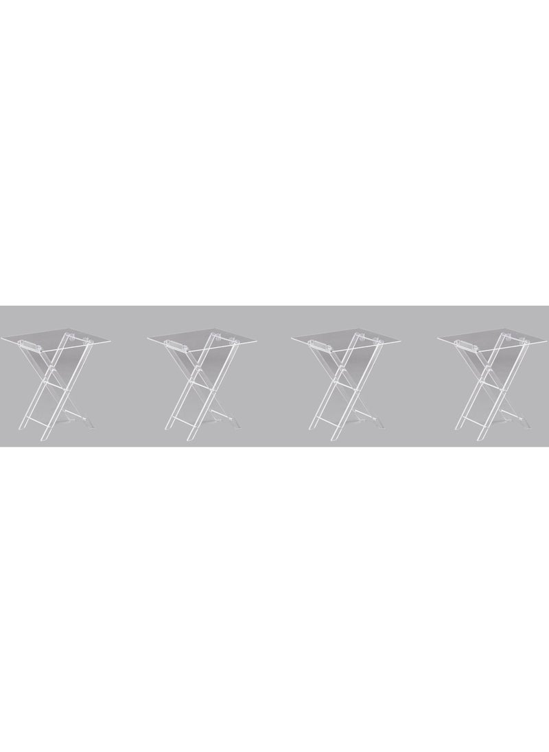 بكسل للأثاث - مجموعة 4 طاولات أنيقة قابلة للطي مع حامل من بكسل الأثاث فضي و شفاف 40x40x46 سم - Image 1