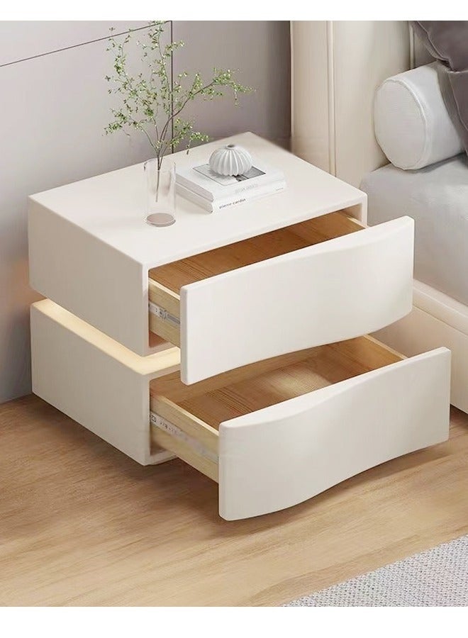 fashionhome Premium Modern High Gloss One Touch Switch Night Light LED Nightstand with 2 Storage Drawers Solid Wood Bedside End Table Furniture 45x40.5x50 cm (Fully Assembled) - Image 2