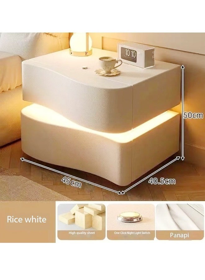 Modern High Gloss One Touch Switch Night Light LED Nightstand with 2 Storage Drawers Solid Wood Bedside End Table Furniture 45x40.5x50 cm (Fully Assembled) - pzsku/Z73913AFCC335A63077AAZ/45/_/1720441603/04577522-14f6-4ed0-a24f-f6dee566d73d