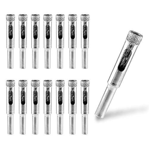 PHITUODA 15pcs 5/16-Inch / 8mm Diamond Drill Bits, Small Diamond Hole Saw Hollow Core Drill Bits for Glass Ceramic Porcelain Tiles Marble Granite Quartz - Image 1