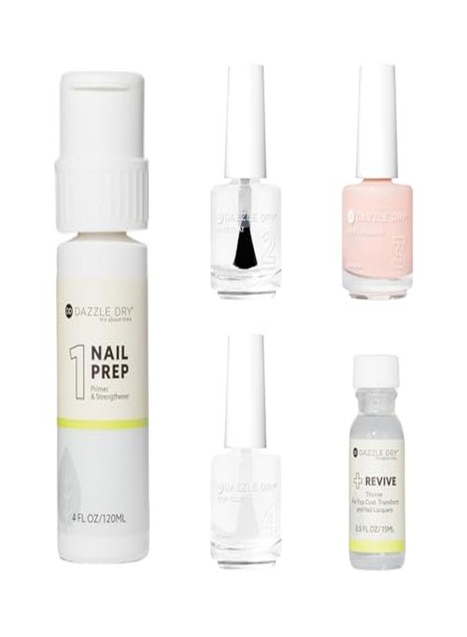 Dazzle Dry Full System Kit - Livin' La Vida Yoga - A soft and pale creamy pink with a hint of diamond dusted shimmer. Semi-sheer cream. (5 Piece Kit) - Image 1