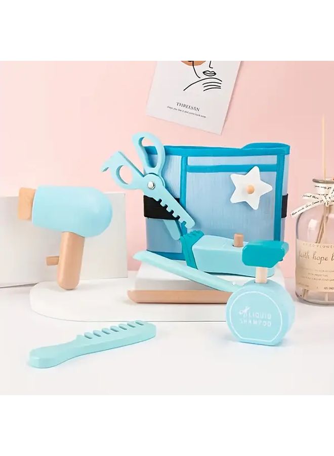 Realistic Haircut and Makeup Barber Set for Kids Pretend Play Washing Styling Tools - Image 5