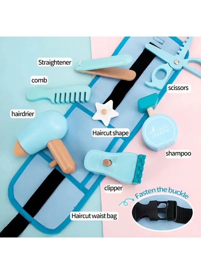 Realistic Haircut and Makeup Barber Set for Kids Pretend Play Washing Styling Tools - Image 1