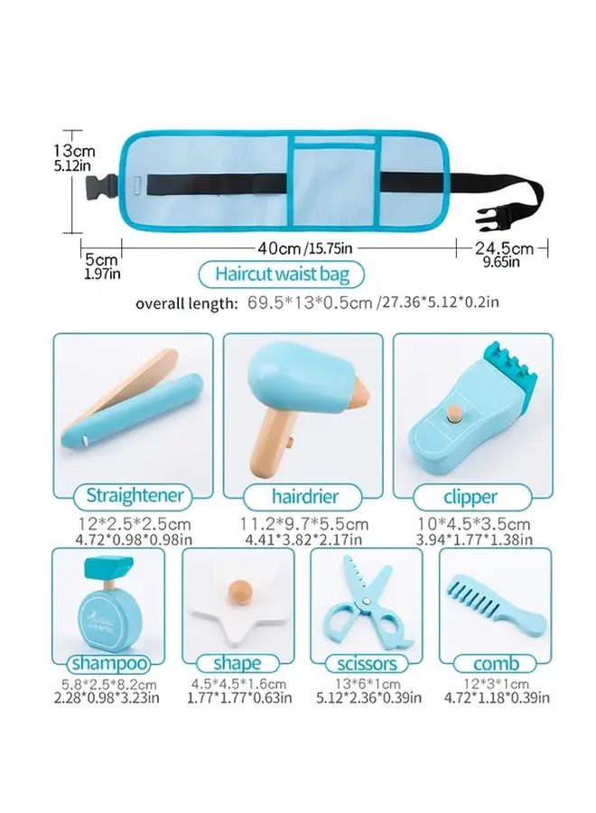 Realistic Haircut and Makeup Barber Set for Kids Pretend Play Washing Styling Tools - Image 2