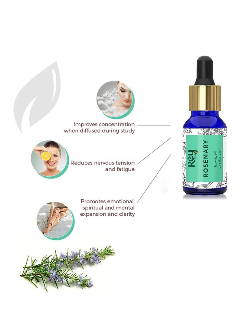 ري زيت اللافندر من راي ناتشورالز، زيوت إكليل الجبل العطرية، نقية 100% طبيعية للبشرة الصحية والوجه والشعر، 15 مل، عبوة من قطعتين - Image 2