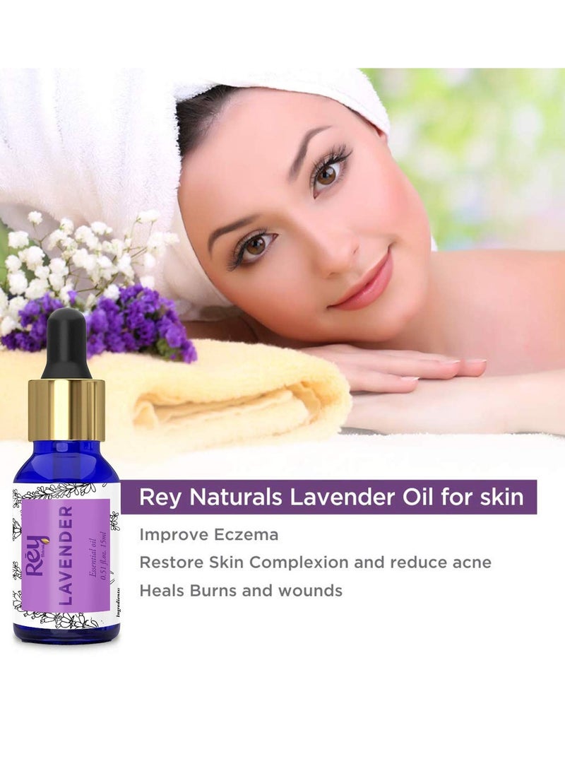 ري زيت اللافندر من راي ناتشورالز، زيوت إكليل الجبل العطرية، نقية 100% طبيعية للبشرة الصحية والوجه والشعر، 15 مل، عبوة من قطعتين - Image 4