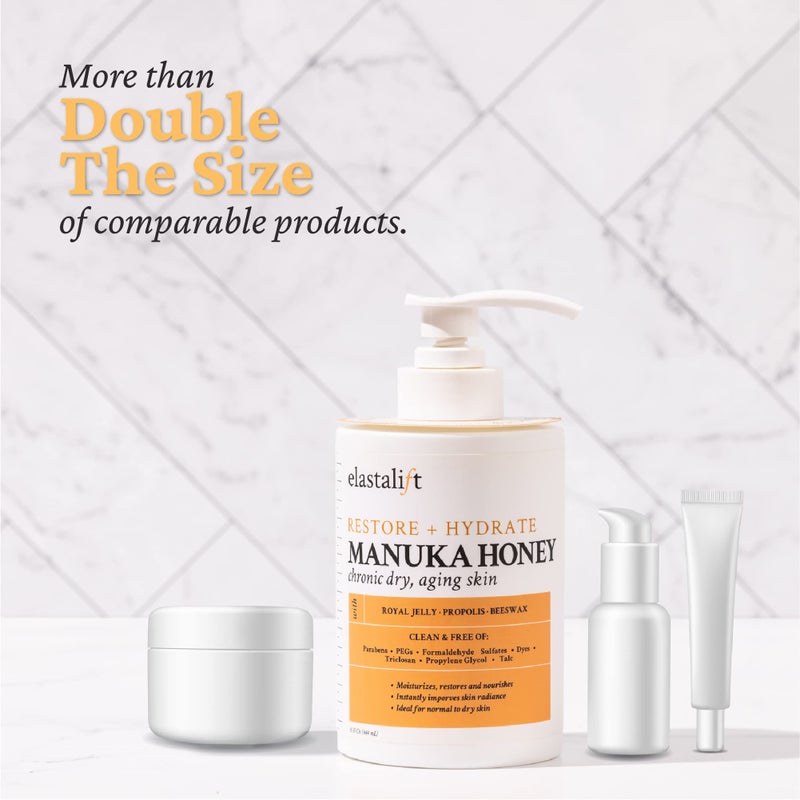Elastalift Manuka Honey Cream Face Moisturizer & Body Butter Lotion For Dry Skin | Firming & Hydrating Miracle Balm Skin Care Moisturizing Lotion For Women, Wrinkles, & Sun Damaged Skin, 15 Fl Oz - Image 5