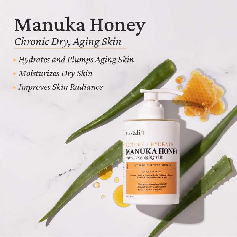 Elastalift Manuka Honey Cream Face Moisturizer & Body Butter Lotion For Dry Skin | Firming & Hydrating Miracle Balm Skin Care Moisturizing Lotion For Women, Wrinkles, & Sun Damaged Skin, 15 Fl Oz - Image 3