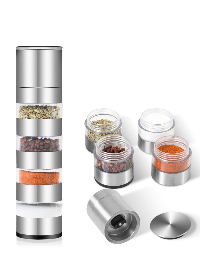KASTWAVE Mini Spice Jars Set with Lid, 4 in 1 Seasoning Container w/Spice Grinder, for Spice, Jam, Outdoor BBQ Camping Picnic - Image 1