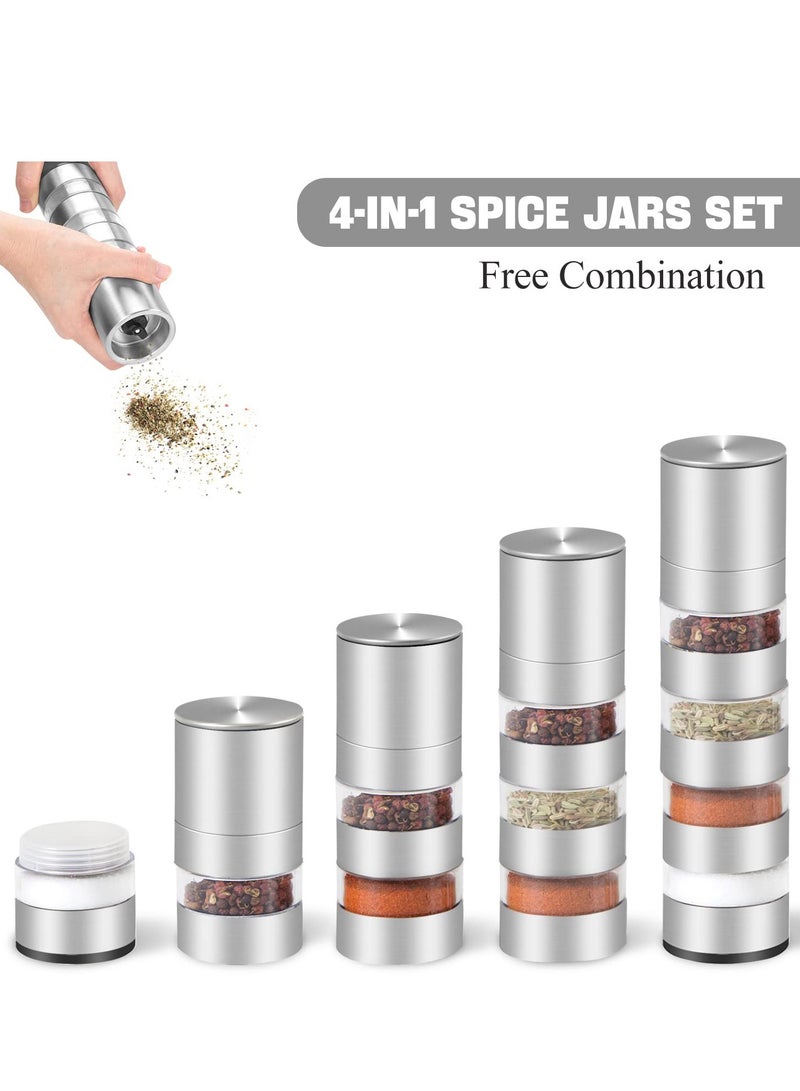KASTWAVE Mini Spice Jars Set with Lid, 4 in 1 Seasoning Container w/Spice Grinder, for Spice, Jam, Outdoor BBQ Camping Picnic - Image 3