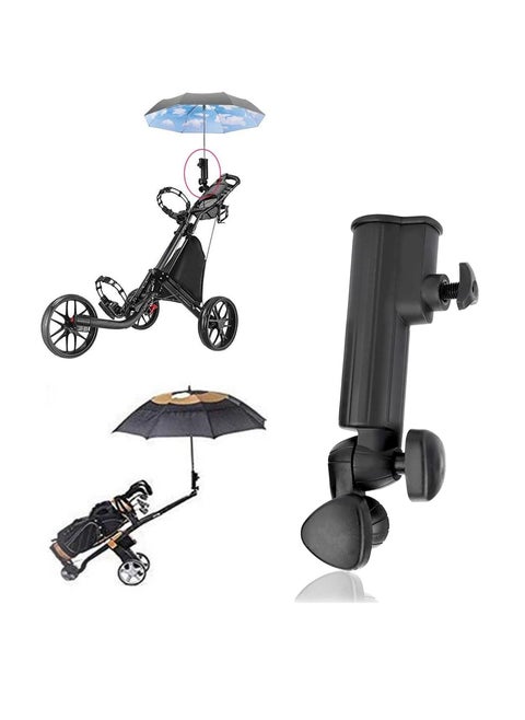 Golf Umbrella Holder, Angle Adjustable, Golf Umbrella Holder for the trolley, Anti-Fall Black Umbrella Stand Attachment Deluxe Cart Umbrella Holder For Golf Push Cart Handles