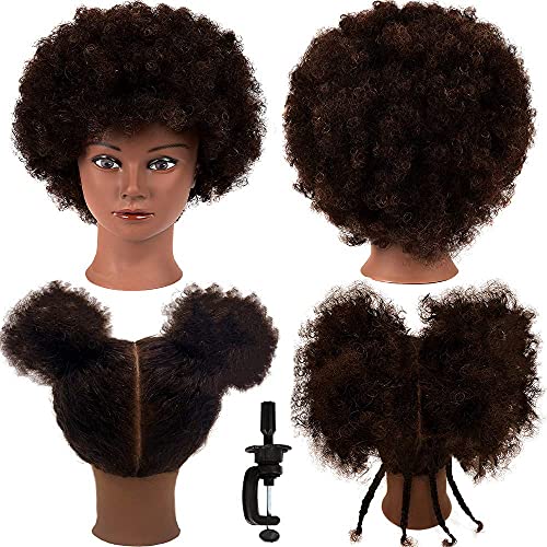 Morris Mannequin Head with 100 Human Hair Curly Hair Training Head for Cosmetology Hairdresser Practice Styling Braiding with Clamp Stand - Image 2