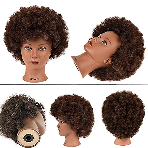 Morris Mannequin Head with 100 Human Hair Curly Hair Training Head for Cosmetology Hairdresser Practice Styling Braiding with Clamp Stand - Image 5