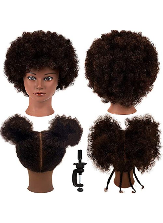 Morris Mannequin Head with 100 Human Hair Curly Hair Training Head for Cosmetology Hairdresser Practice Styling Braiding with Clamp Stand - Image 1