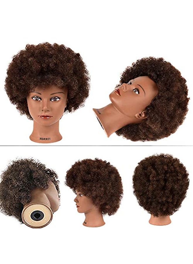 Morris Mannequin Head with 100 Human Hair Curly Hair Training Head for Cosmetology Hairdresser Practice Styling Braiding with Clamp Stand - Image 4