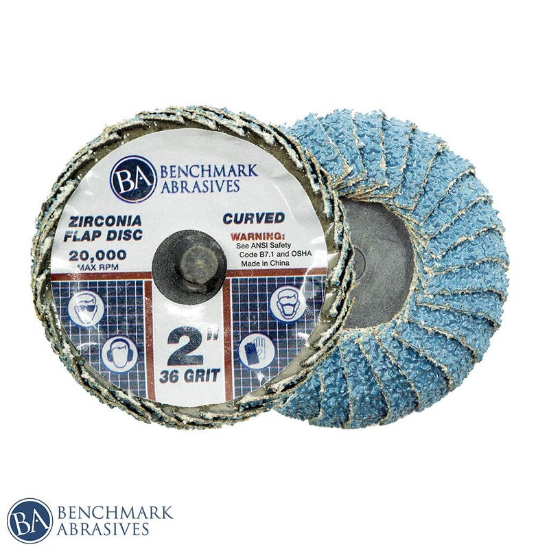 Benchmark Abrasives قرص طحن منحني من زركونيا 2" بتصميم ظهر من نوع R للتركيب السريع من بنشمارك أبرسيفز - إنهاء، إزالة الحواف من الأسطح غير المنتظمة - لآلة طحن القوالب والمزيد (10 عبوة) 36 حبيبة - Image 3