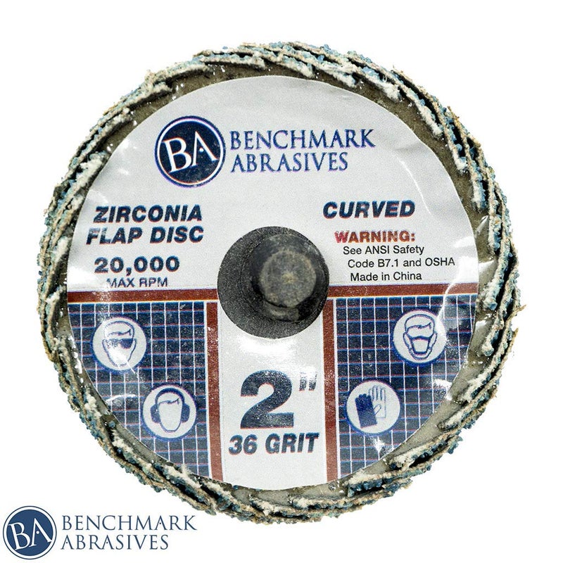 Benchmark Abrasives قرص طحن منحني من زركونيا 2" بتصميم ظهر من نوع R للتركيب السريع من بنشمارك أبرسيفز - إنهاء، إزالة الحواف من الأسطح غير المنتظمة - لآلة طحن القوالب والمزيد (10 عبوة) 36 حبيبة - Image 2