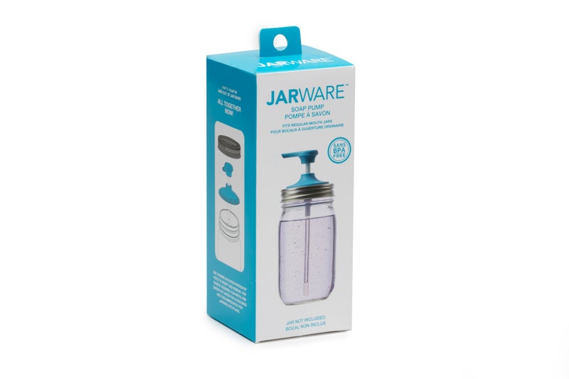 Jarware Soap Pump Lid for Regular Mouth Mason Jars, Blue - Image 2