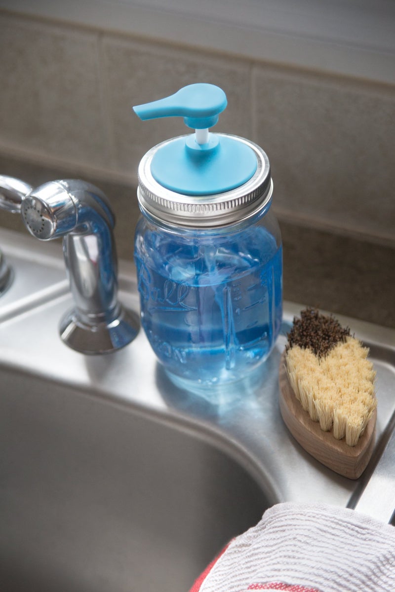 Jarware Soap Pump Lid for Regular Mouth Mason Jars, Blue - Image 4