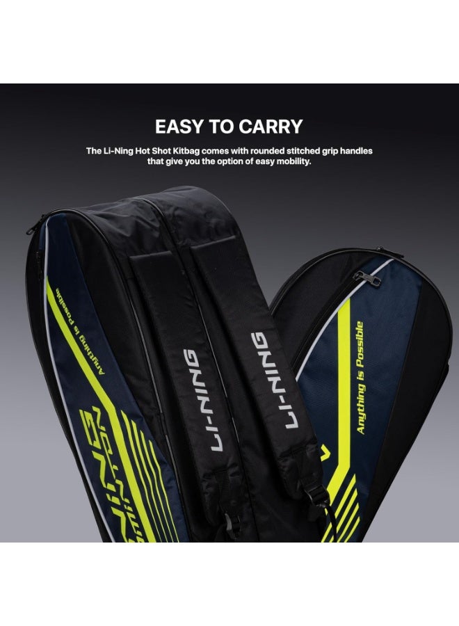 Li-Ning Li-Ning Hot Shot Triple Zipper Polyester Badminton Kit Bag (Black/DK Barney) - Image 5