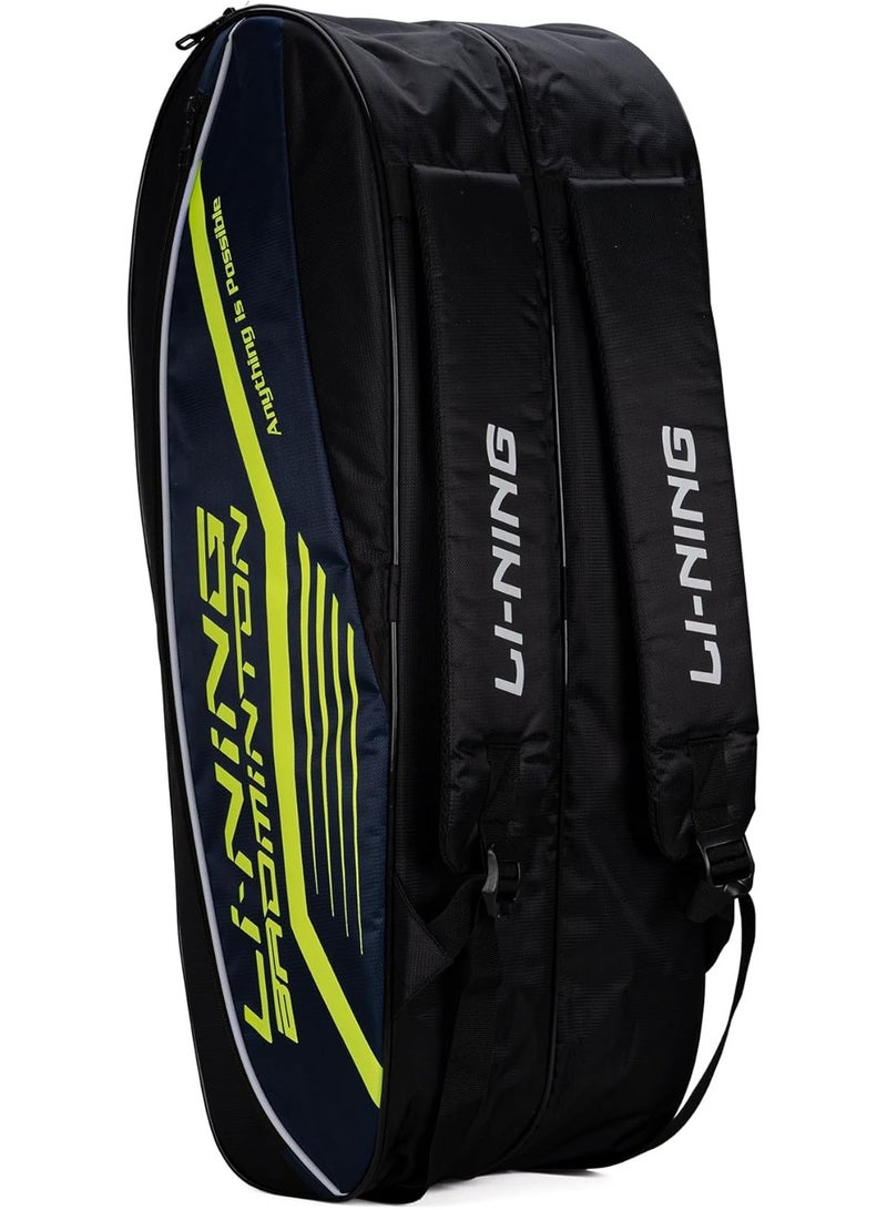 Li-Ning Li-Ning Hot Shot Triple Zipper Polyester Badminton Kit Bag (Black/DK Barney) - Image 1