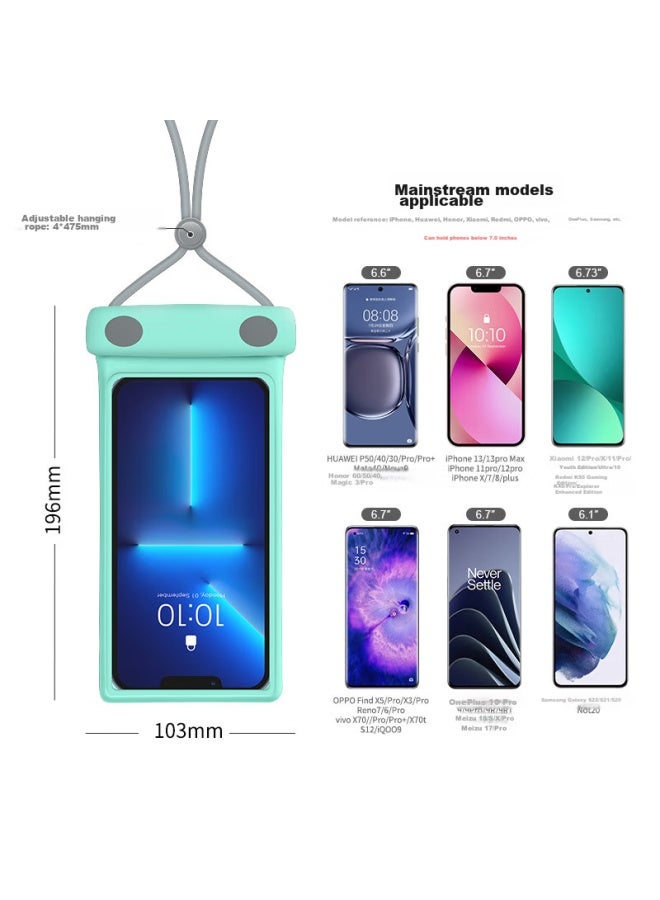 Wellhouse Waterproof Phone Case, Touchscreen 3d Waterproof Cover, Soft Rubber Bag, Swimming Hot Spring Photography Diving Case, Duke Style, Mint Green - Image 4